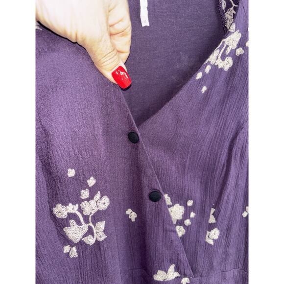 Free People Size 10 Jasmine Floral Embroidered Kimono Dress Bell Sleeve - Picture 6 of 12